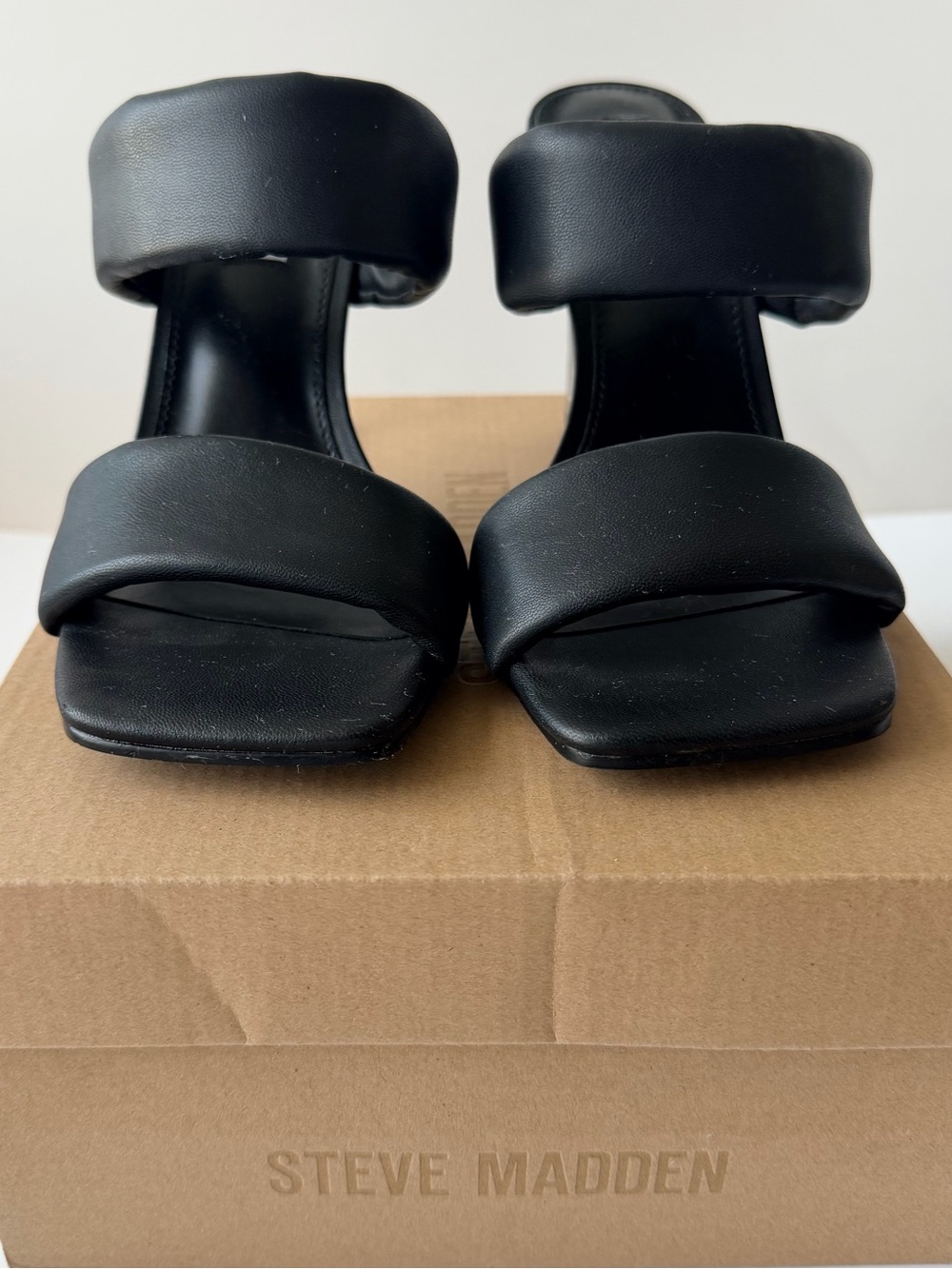 Steve Madden Isa Black Padded Double-Band Block Heel Sandals